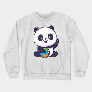 Cute Panda Playing Ball Cartoon Crewneck Sweatshirt
